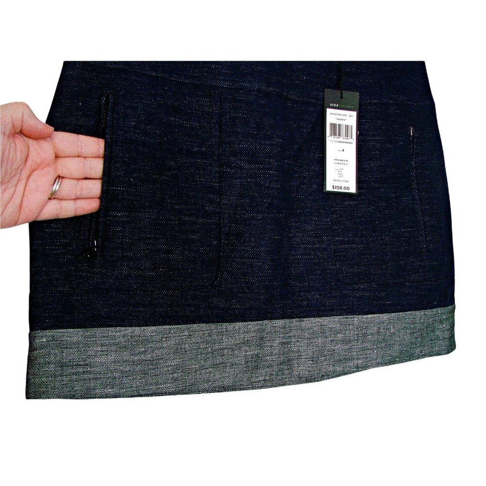 BCBG Maxazria Womens Denim Alden Blocked Hem Straight Skirt Blue Gray Wash Sz 4 - Picture 2 of 12